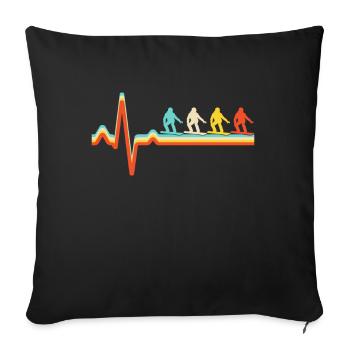 Snowboarding Retro Heartbeat - Sofa pillowcase 17,3'' x 17,3'' (45 x 45 cm) - black - Front