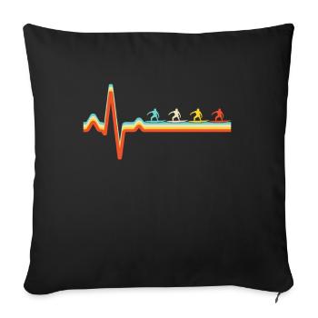 Surfing Retro Heartbeat - Sofa pillowcase 17,3'' x 17,3'' (45 x 45 cm) - black - Front