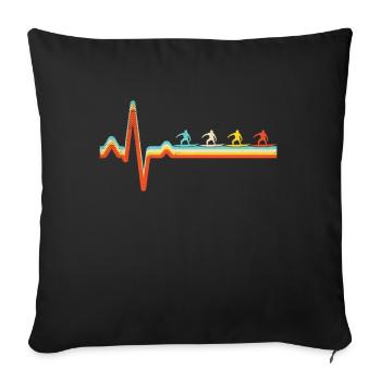 Surfing Retro Heartbeat - Sofa pillowcase 17,3'' x 17,3'' (45 x 45 cm) - black - Front