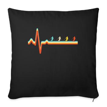 Ski Rétro Heartbeat - Housse de coussin décorative 45 x 45 cm - noir - Devant