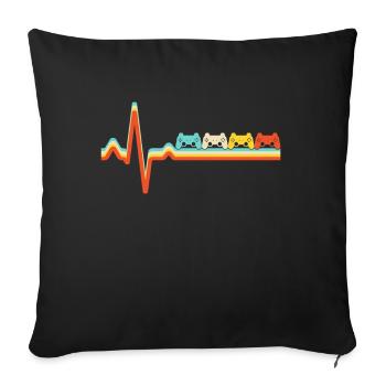 Gaming Retro Heartbeat - Sofa pillowcase 17,3'' x 17,3'' (45 x 45 cm) - black - Front