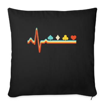 Poker Rétro Battement de cœur - Housse de coussin décorative 45 x 45 cm - noir - Devant