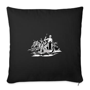 Drachenboot Wikinger Paddeln Rudern - Sofakissenbezug 45 x 45 cm - Schwarz - Vorne