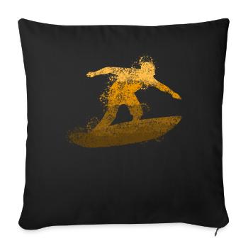 Surf Surfing Planche de surf Surfer - Housse de coussin décorative 45 x 45 cm - noir - Devant