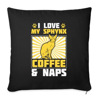 Café Sphynx et - Housse de coussin décorative 45 x 45 cm - noir - Devant