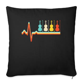 Violon Retro Heartbeat - Housse de coussin décorative 45 x 45 cm - noir - Devant