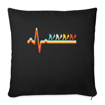Fishing Retro Heartbeat - Sofa pillowcase 17,3'' x 17,3'' (45 x 45 cm) - black - Front
