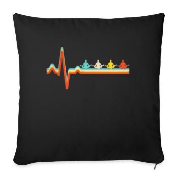 Meditation Retro Heartbeat - Sofa pillowcase 17,3'' x 17,3'' (45 x 45 cm) - black - Front
