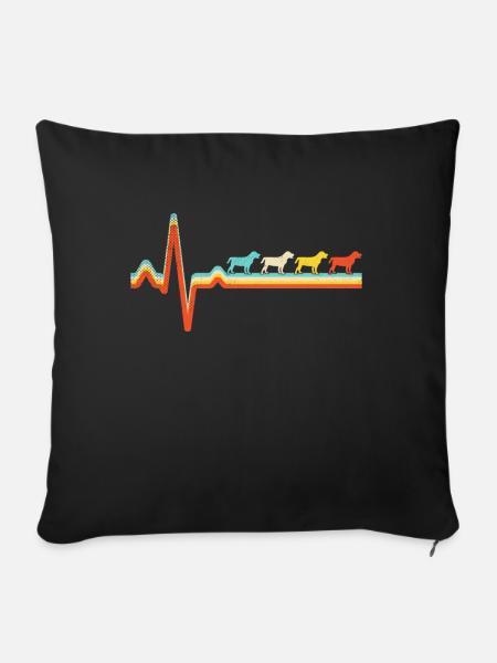 Hund Retro Herzschlag - Sofakissenbezug 45 x 45 cm - Schwarz