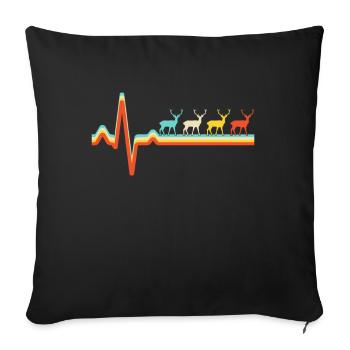 Deer Retro Heartbeat - Sofa pillowcase 17,3'' x 17,3'' (45 x 45 cm) - black - Front
