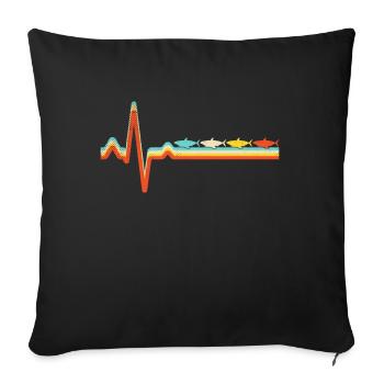 Shark Retro Heartbeat - Sofa pillowcase 17,3'' x 17,3'' (45 x 45 cm) - black - Front
