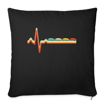Krokodil Retro Herzschlag - Sofakissenbezug 45 x 45 cm - Schwarz - Vorne