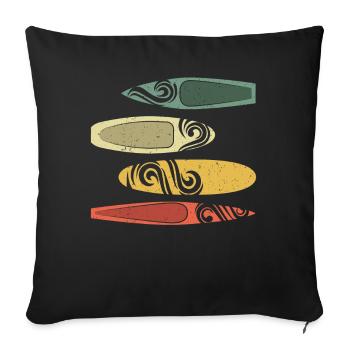 SUP Vintage Stand Up Paddle Board Planche de surf Rétro - Housse de coussin décorative 45 x 45 cm - noir - Devant