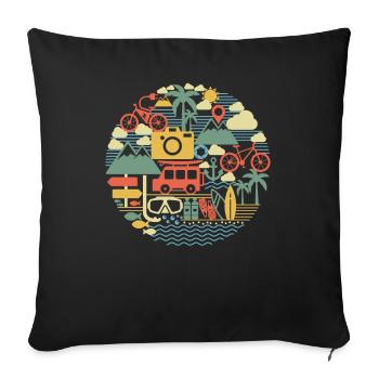 Vintage Summer Holiday Roadtrip Retro - Sofa pillowcase 17,3'' x 17,3'' (45 x 45 cm) - black - Front