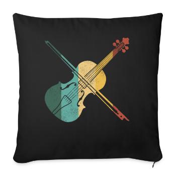 Violin Violinist Retro Vintage - Sofa pillowcase 17,3'' x 17,3'' (45 x 45 cm) - black - Front