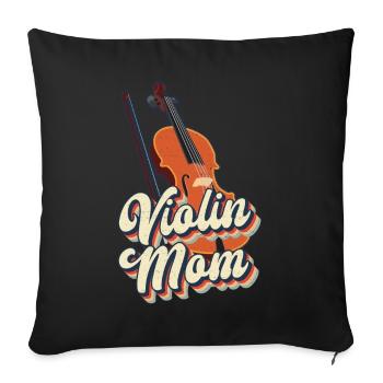 Violon Violoniste Maman Rétro Vintage - Housse de coussin décorative 45 x 45 cm - noir - Devant