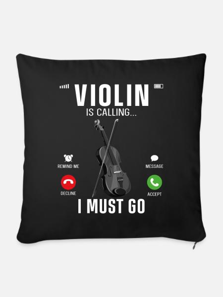 Violin Violinist Phone Display - Sofakissenbezug 45 x 45 cm - Schwarz