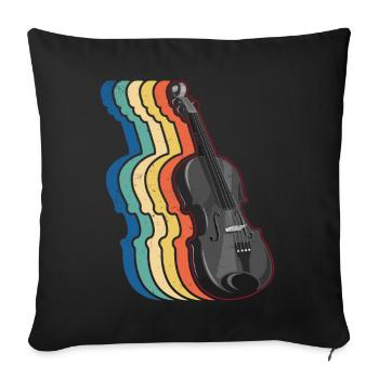 Violon Violoniste Rétro Vintage - Housse de coussin décorative 45 x 45 cm - noir - Devant