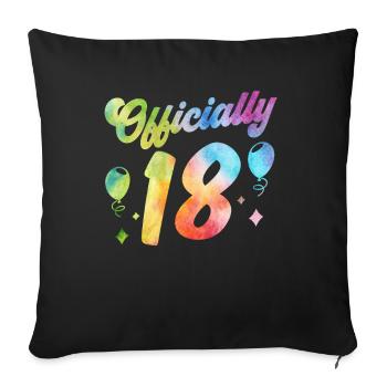 Officially 18 Eighteen Birthday Child Birthday - Sofa pillowcase 17,3'' x 17,3'' (45 x 45 cm) - black - Front