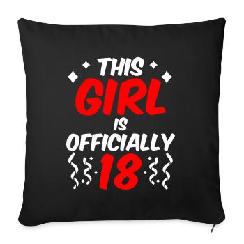 Cette fille a officiellement 18 dix-huit ans fête - Housse de coussin décorative 45 x 45 cm - noir - Devant