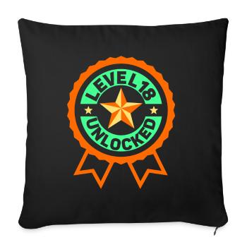 Level 18 Unlocked Celebration Eighteen Birthday - Sofa pillowcase 17,3'' x 17,3'' (45 x 45 cm) - black - Front