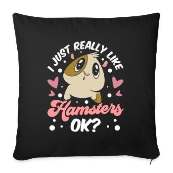 J’aime les hamsters juste très animal de compagnie mignon propriétaire - Housse de coussin décorative 45 x 45 cm - noir - Devant