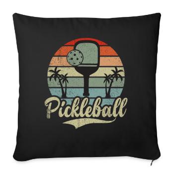 Pickleball masculin Sports Funny Pickleball Design - Housse de coussin décorative 45 x 45 cm - noir - Devant