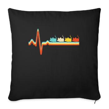 Maus Retro Herzschlag - Sofakissenbezug 45 x 45 cm - Schwarz - Vorne