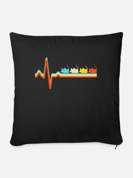 Maus Retro Herzschlag - Sofakissenbezug 45 x 45 cm - Schwarz