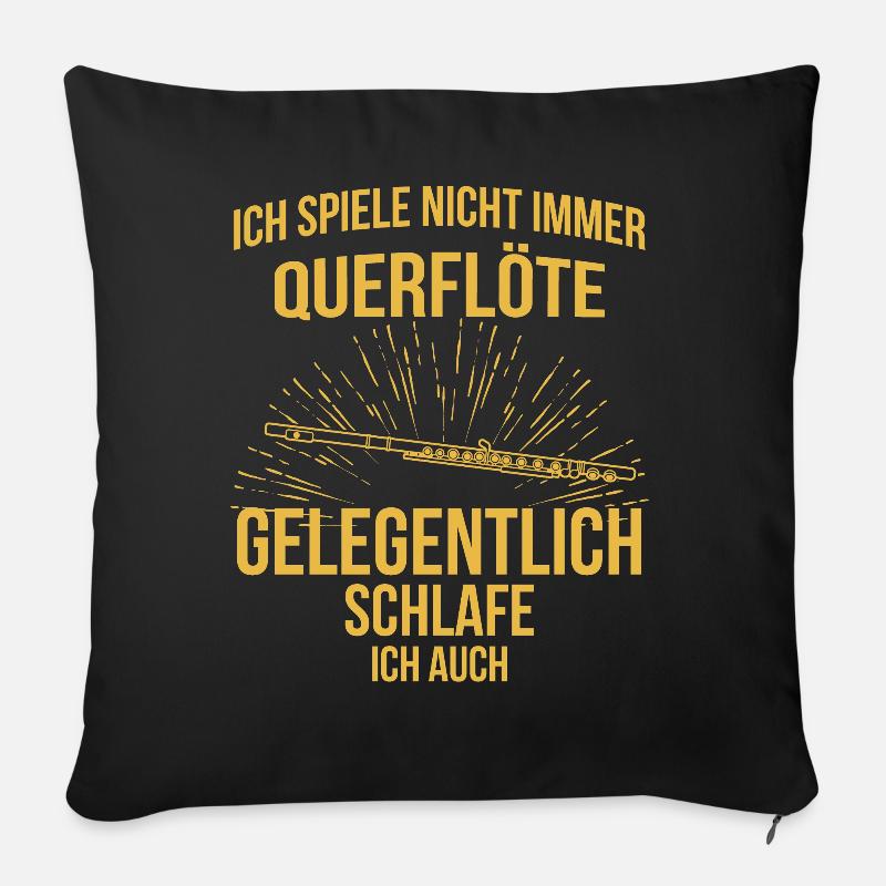 Querflöte Querflötenspieler Querflötist - Sofakissenbezug 45 x 45 cm - Schwarz