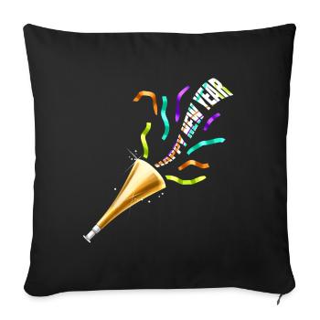 Party Horn Trumpet Flute Happy New Year - Sofakissenbezug 45 x 45 cm - Schwarz - Vorne