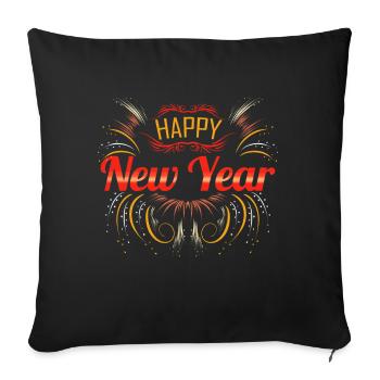 Happy New Year With Decoration Fireworks - Sofakissenbezug 45 x 45 cm - Schwarz - Vorne