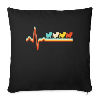 Mops Retro Herzschlag - Sofakissenbezug 45 x 45 cm - Schwarz - Vorne