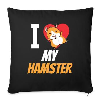 J’aime mon hamster mignon propriétaire d’animal de compagnie - Housse de coussin décorative 45 x 45 cm - noir - Devant