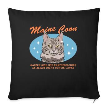 Maine Coon Cat Cat Owner Gift - Sofa pillowcase 17,3'' x 17,3'' (45 x 45 cm) - black - Front