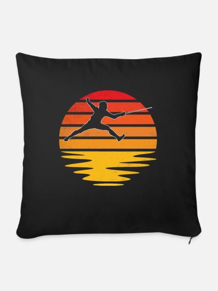Fechten Retro - Sofakissenbezug 45 x 45 cm - Schwarz
