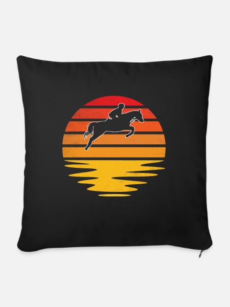 Pferde Retro - Sofakissenbezug 45 x 45 cm - Schwarz