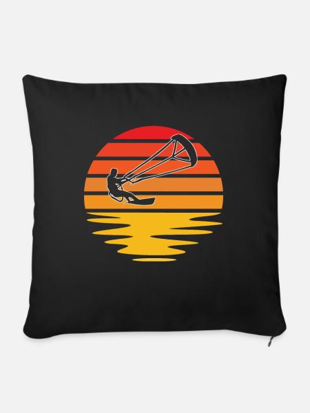 Kite surfen Retro - Sofakissenbezug 45 x 45 cm - Schwarz