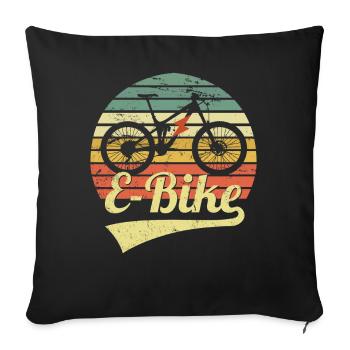 E Bike Retro Vintage E-Bike Mountainbike E-MTB - Housse de coussin décorative 45 x 45 cm - noir - Devant