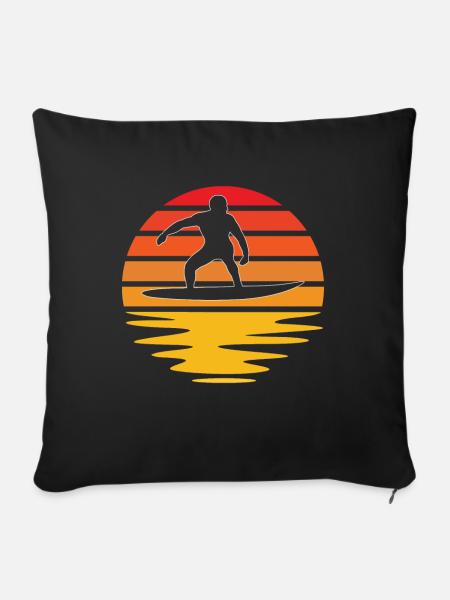 Surfen Retro - Sofakissenbezug 45 x 45 cm - Schwarz