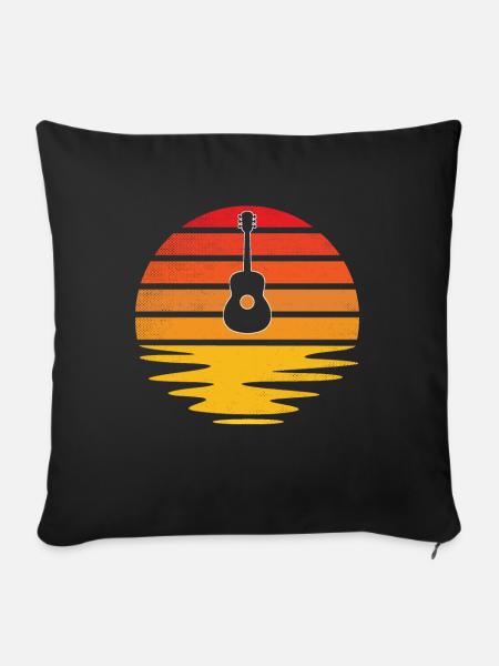 Gitarre Retro - Sofakissenbezug 45 x 45 cm - Schwarz