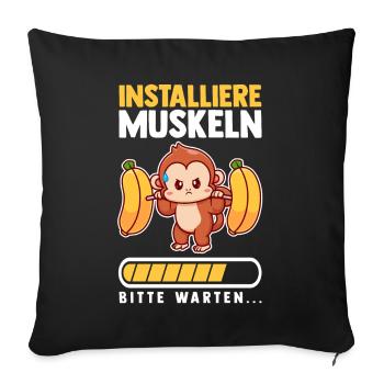 Muskeln Sport Fitness Gewichtheben Banane Affe - Sofakissenbezug 45 x 45 cm - Schwarz - Vorne