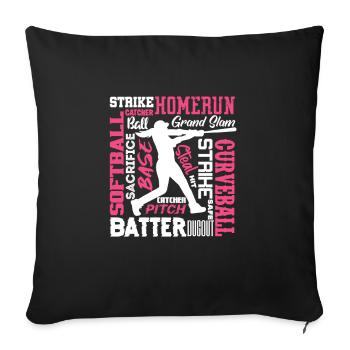 Softball joueur de baseball sports lanceur cadeau - Housse de coussin décorative 45 x 45 cm - noir - Devant