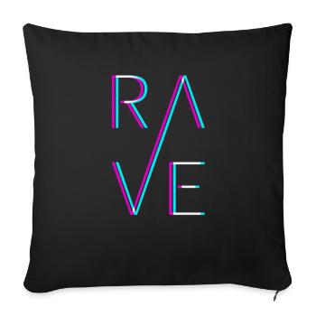 Techno Rave Festival Electro Musik Raver - Sofakissenbezug 45 x 45 cm - Schwarz - Vorne