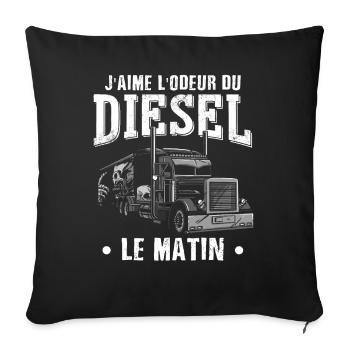 Camion Poids Lourd Humour - Housse de coussin décorative 45 x 45 cm - noir - Devant