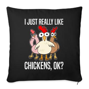 Drôles de poulets Amateurs de poulet disant cadeau - Housse de coussin décorative 45 x 45 cm - noir - Devant