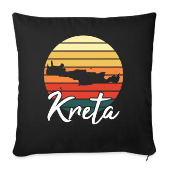 Crete Island Map Holiday Retro Vintage Gift - Sofa pillowcase 17,3'' x 17,3'' (45 x 45 cm) - black - Front