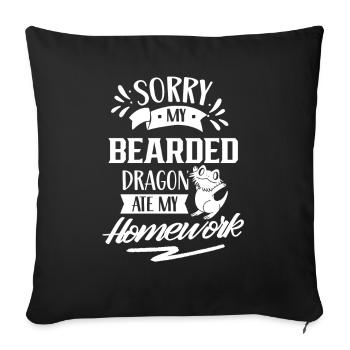 Bearded dragon has eaten my homework animal - Sofa pillowcase 17,3'' x 17,3'' (45 x 45 cm) - black - Front