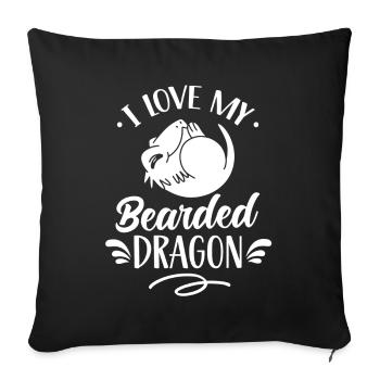 J’aime mon dragon barbu animal dragon barbu - Housse de coussin décorative 45 x 45 cm - noir - Devant