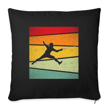 Fechten Retro - Sofakissenbezug 45 x 45 cm - Schwarz - Vorne